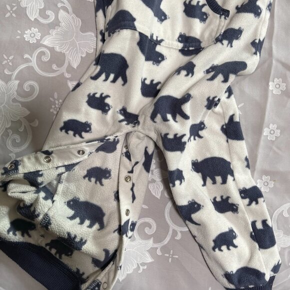 CARTERS One Piece Hooded Fleece Outfit White With Navy Bears 24 Months - Picture 4 of 10